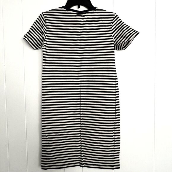 H&M Women’s Cream Navy Blue Nautical Striped Crew Neck T-Shirt Dress M NWOT - Picture 2 of 4